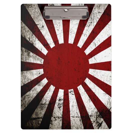 Black Grunge Japan Rising Sun Flag Klembord (Voorkant)
