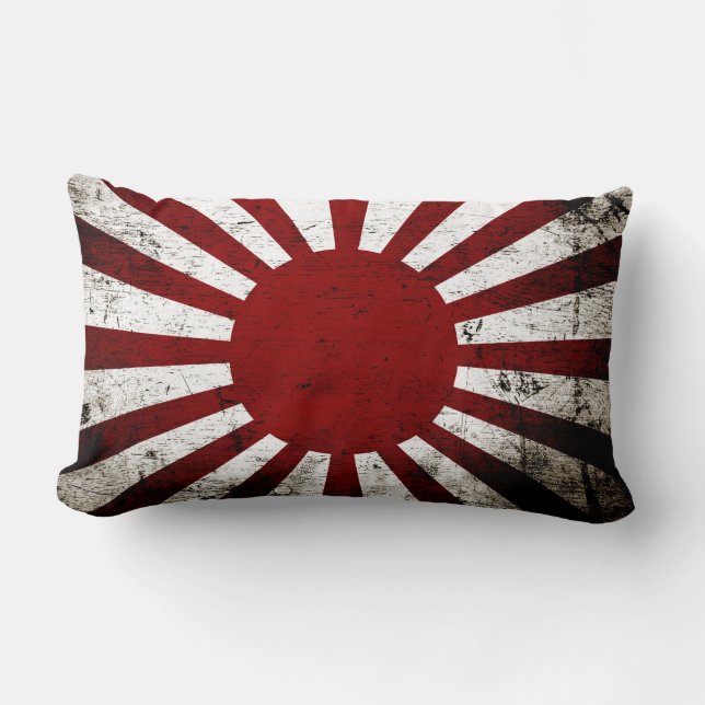 Black Grunge Japan Rising Sun Flag Kussen (Voorkant)