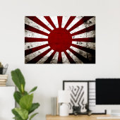 Black Grunge Japan Rising Sun Flag Poster (Thuiskantoor)