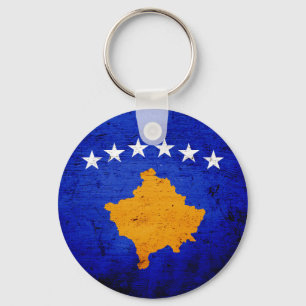 Black Grunge Kosovo Flag Sleutelhanger