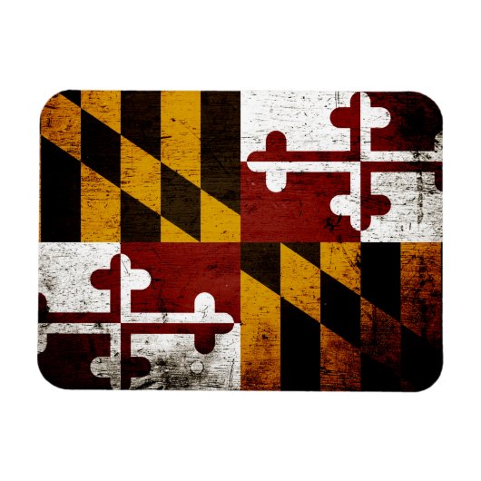 Black Grunge Maryland State Flag Magneet (Horizontaal)