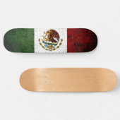 Black Grunge Mexico Flag Skateboard (Horizontaal)