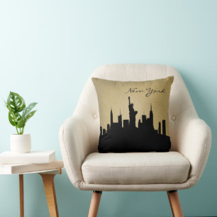 Black & Grunge New York Skyline Landmark Kussen