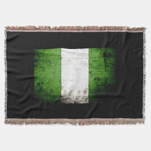 Black Grunge Nigeria Flag Deken (Voorkant)