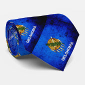 Black Grunge Oklahoma State Flag Stropdas (Opgerold)