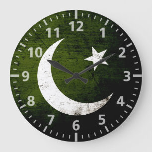 Black Grunge Pakistan Flag Grote Klok