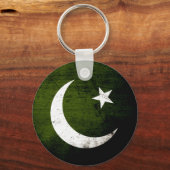 Black Grunge Pakistan Flag Sleutelhanger (Voorkant)