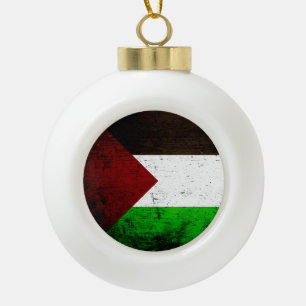 Black Grunge Palestine Flag Keramische Bal Ornament