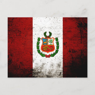 Black Grunge Peru Flag Briefkaart