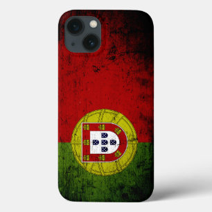 Black Grunge Portugal Flag iPhone 13 Hoesje