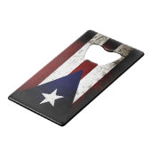 Black Grunge Puerto Rico Flag Kredietkaart Flessenopener (Achterkant Gekanteld)