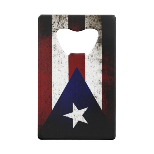 Black Grunge Puerto Rico Flag Kredietkaart Flessenopener (Achterkant)