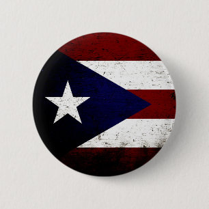 Black Grunge Puerto Rico Flag Ronde Button 5,7 Cm
