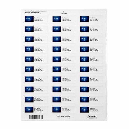 Black Grunge South Carolina State Flag Etiket (Full Sheet)