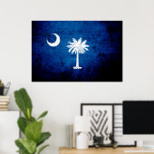 Black Grunge South Carolina State Flag Poster (Thuiskantoor)