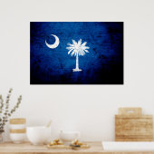 Black Grunge South Carolina State Flag Poster (Keuken)
