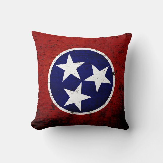 Black Grunge Tennessee State Flag Kussen (Voorkant)
