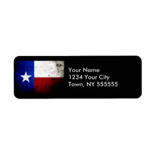 Black Grunge Texas State Flag Etiket
