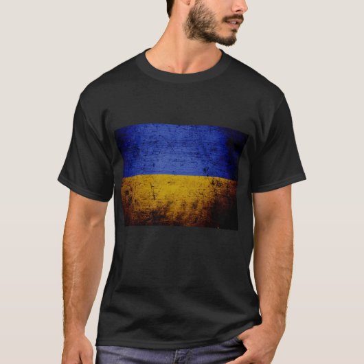 Black Grunge Ukraine Flag T-shirt (Voorkant)