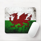 Black Grunge Wales Flag Muismat (Met muis)