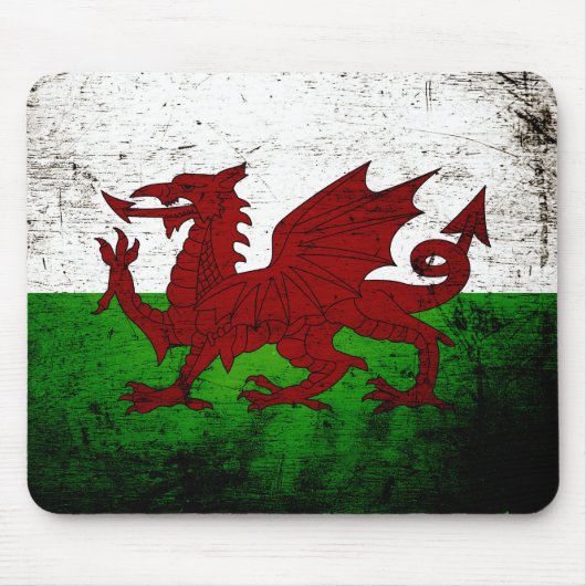 Black Grunge Wales Flag Muismat (Voorkant)