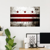 Black Grunge Washington DC Flag Poster (Thuiskantoor)