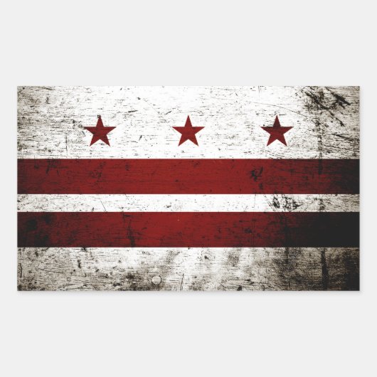 Black Grunge Washington DC Flag Rechthoekige Sticker (Voorkant)