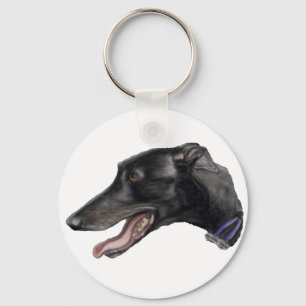 "Black Gryhound" Dog Art Sleutelhanger