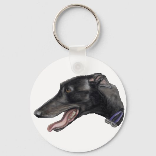"Black Gryhound" Dog Art Sleutelhanger (Voorkant)