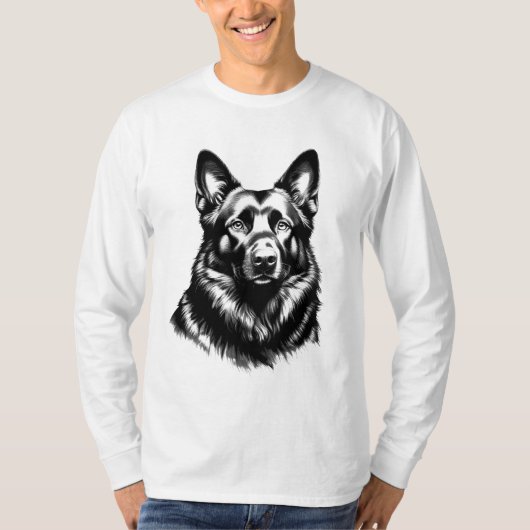 Black GSD Portrait Long Sleeve T-Shirt (Devant)