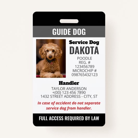 Black Guide Dog Logo QR Code Foto-ID Badge (Voorkant)