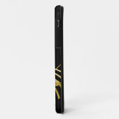 Black Guitar op Golden Music Score iPhone Case (Achterkant/links)