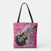 Black Guitar Pink Sheet Music Silver Crystal Draagtas (Achterkant)