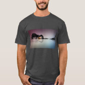 Black Guitar Sunset Water Reflection Grey T Shirt (Voorkant)