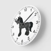 Black Gypsy Vanner Clydesdale Shire Cartoon Horse Ronde Klok (Hoek)