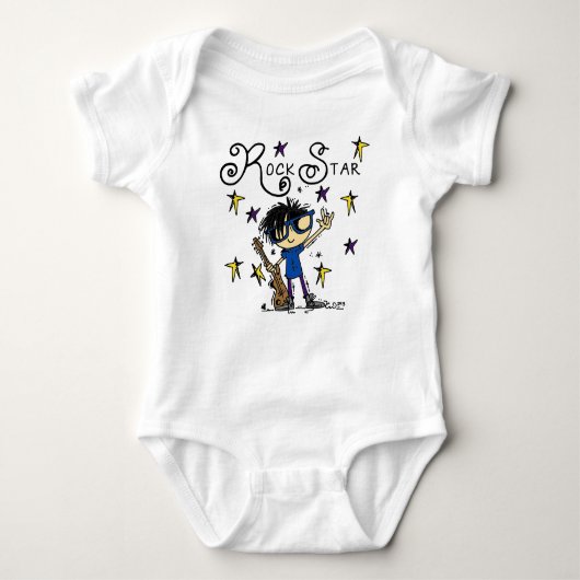 Black Hair Boy Rock Star Romper (Voorkant)