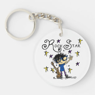 Black Hair Boy Rock Star Sleutelhanger