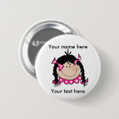 Black Hair Girl  Button (Voorkant /achterkant)