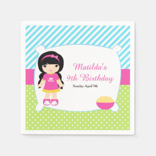 Black Hair Girl Slumber Party Servet