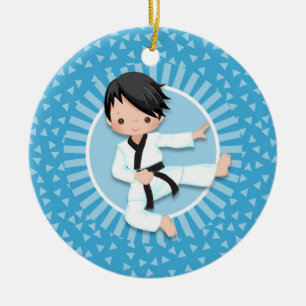 Black Hair Karate Boy Judo Martial Arts Keramisch Ornament