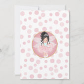 Black Hair Pink Fairy Girls Birthday Invitation Kaart (Achterkant)