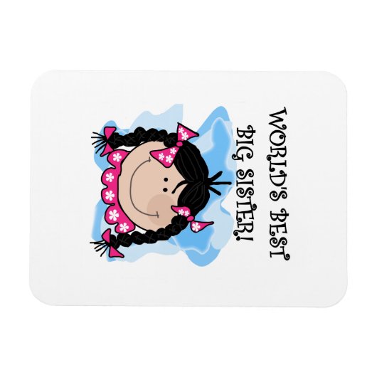 Black Hair World's Best Big Sister Gifts Magneet (Horizontaal)