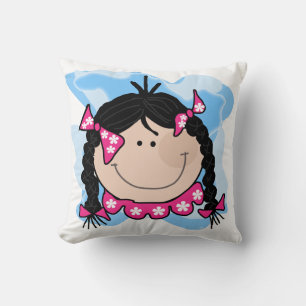 Black Haired Girl avec Coussin de tresses