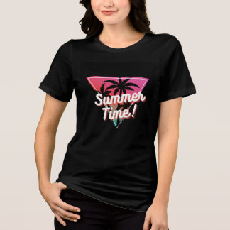 Black half sleeves T shirt with summer design