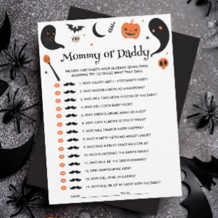 Black Halloween Baby shower Devinez Qui Joue Carte