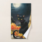 Black Halloween Cat Bad Handdoek (Handdoek)