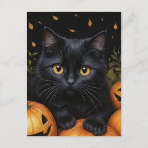 Black Halloween Cat Briefkaart