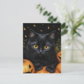 Black Halloween Cat Briefkaart (Staand voorkant)