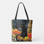 Black Halloween Cat Draagtas (Achterkant)
