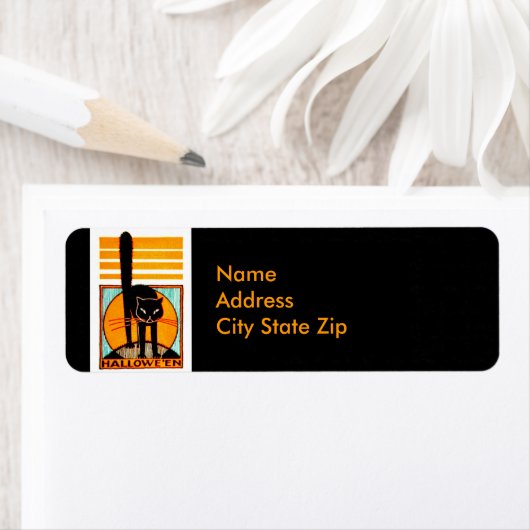 Black Halloween Cat Etiket (Insitu)